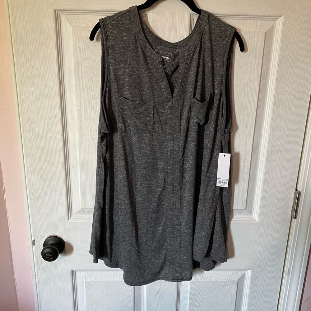 Gray V-Neck Tank Top NWT